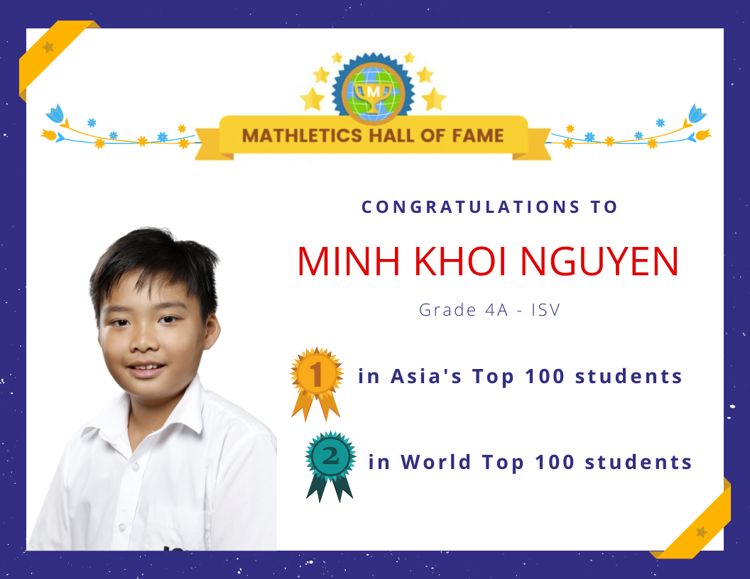 ISV student achieved 1st place in Mathletics